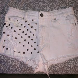 white studded shorts